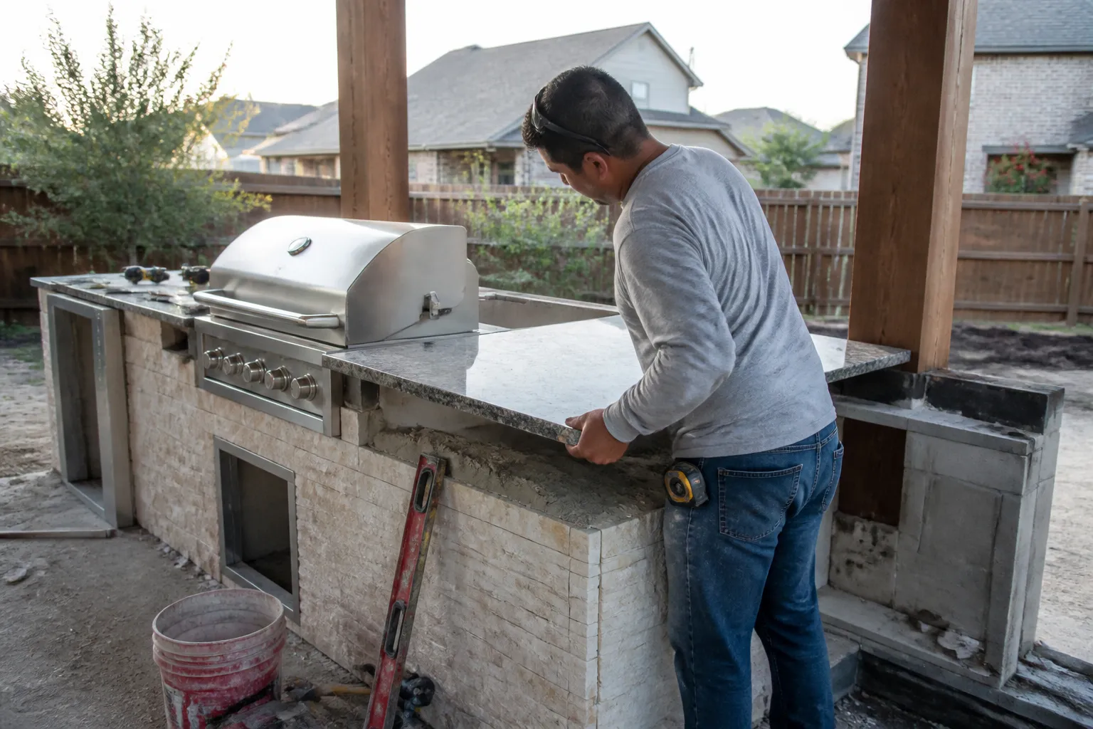 Outdoor countertop job site