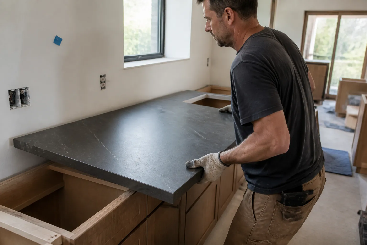 Soapstone countertop installation
