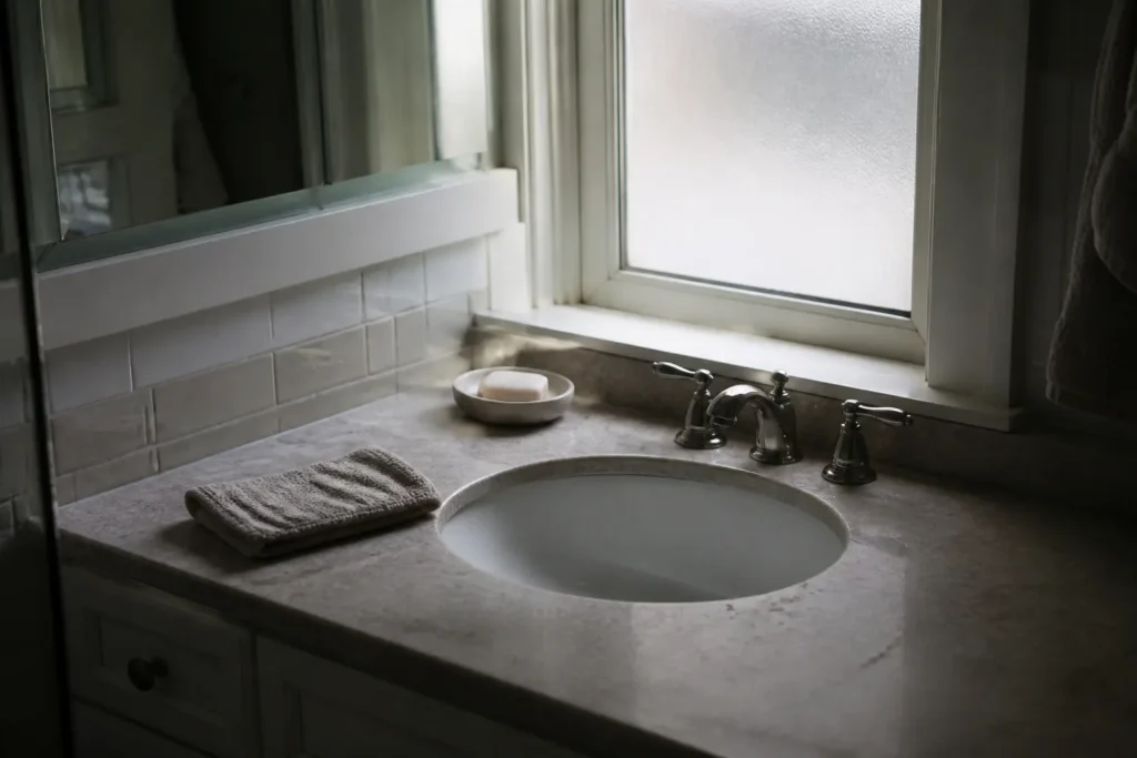 stone vanity countertop in a Plano bathroom